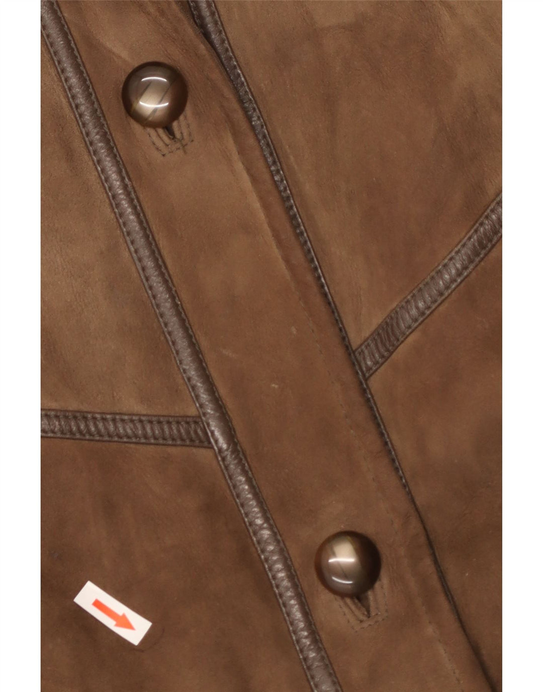 vintage Womens Shearling Coat UK 16 Grand cuir brun