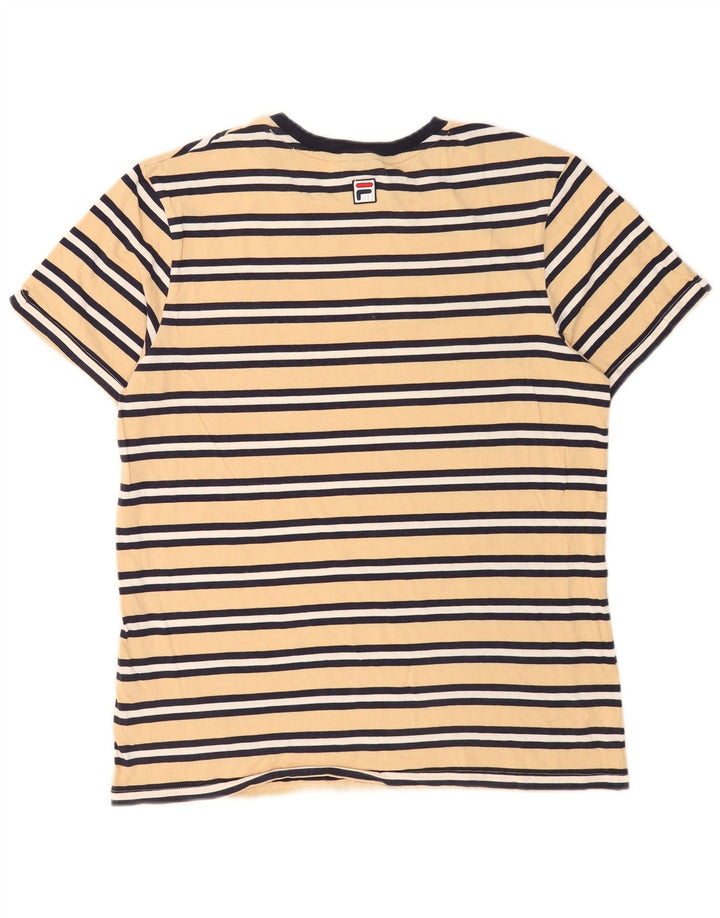 Fila T-Shirt Graphique Homme Jaune Moyen Rayé Coton