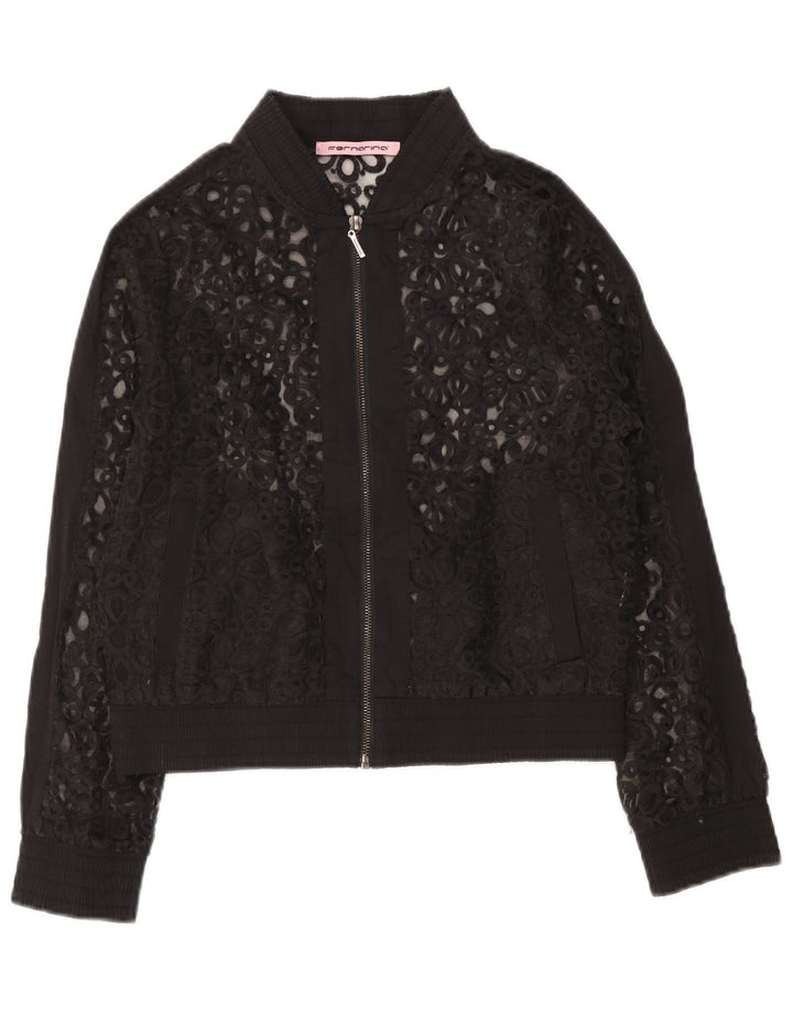 Fornarina Veste bomber en dentelle pour femme UK 12 Medium Noir Floral