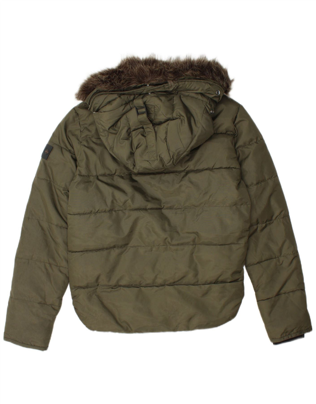 SUPERDRY Veste matelassée à capuche pour hommes UK 36 Small Kaki Nylon