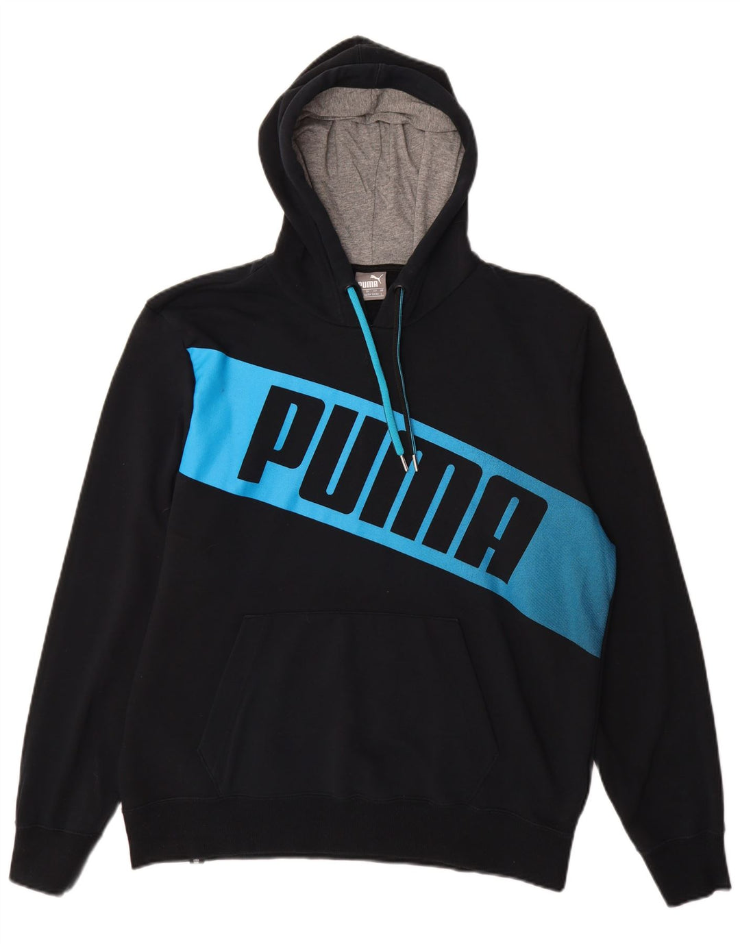 PUMA Pull à capuche graphique pour homme en coton color block Noir Taille L