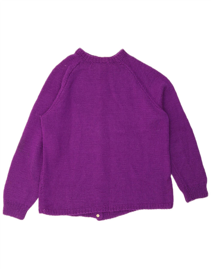 vintage Femme Cardigan Pull UK 14 Moyen Violet