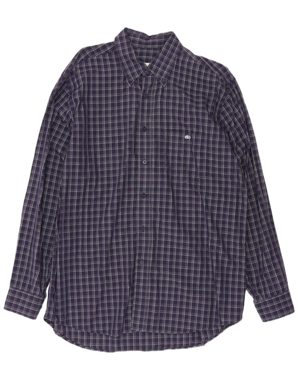 Lacoste Chemise Homme Taille 42 Grand Coton à Carreaux Bleu Marine