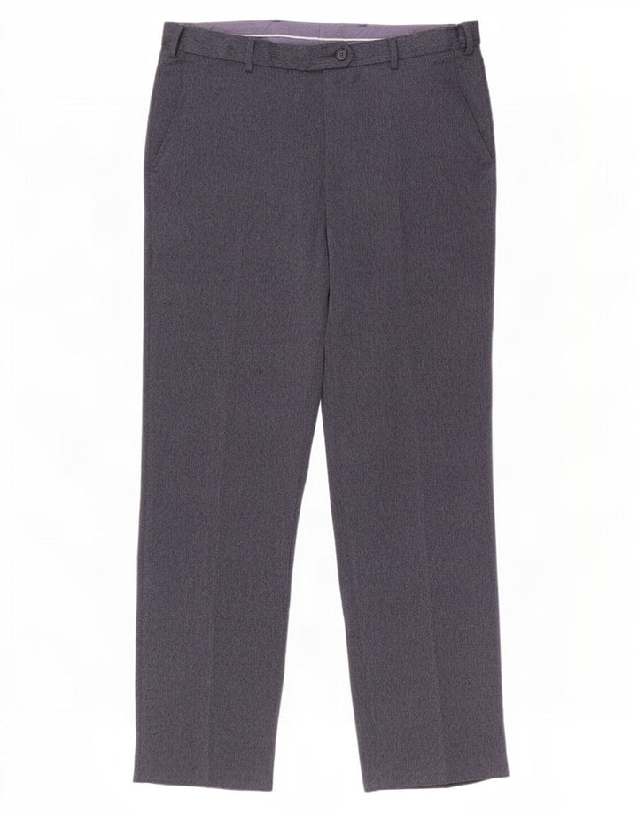 Marks & Spencer Pantalon de costume classique pour homme W36 L33 Bleu à chevrons