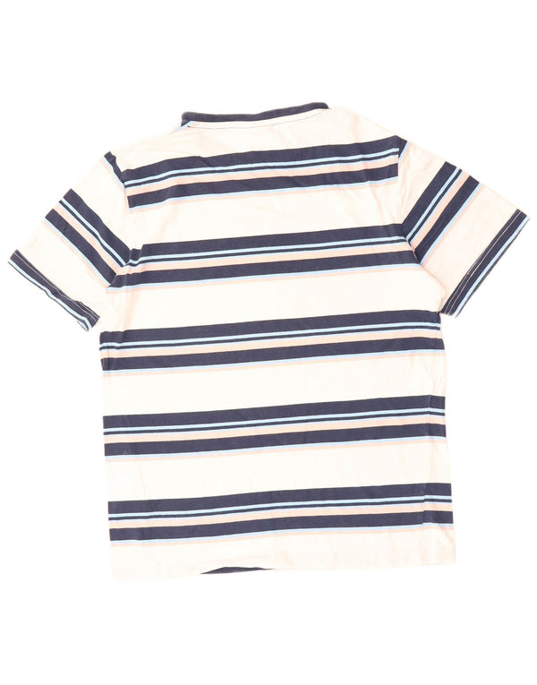 ELLESSE T-Shirt Graphique Femme UK 16 Grand Coton Rayé Blanc