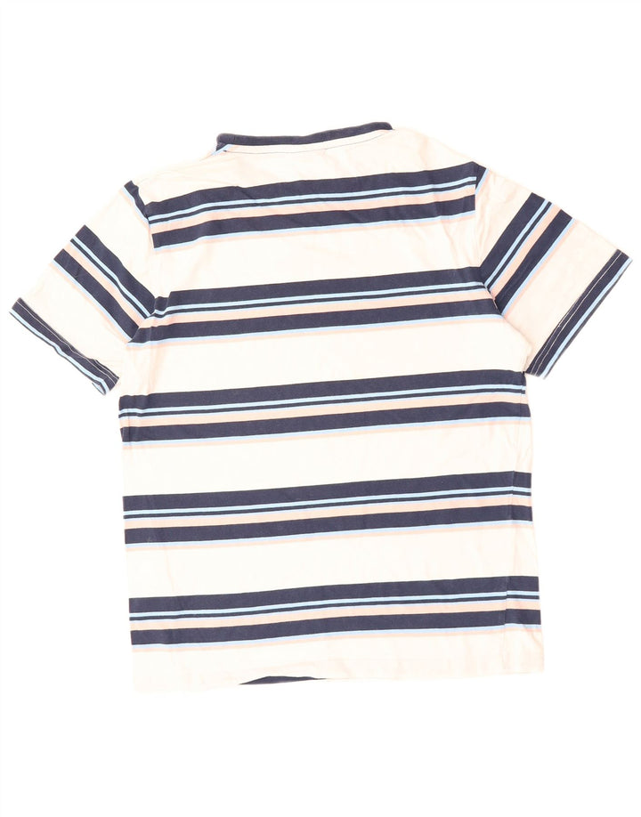 ELLESSE T-Shirt Graphique Femme UK 16 Grand Coton Rayé Blanc