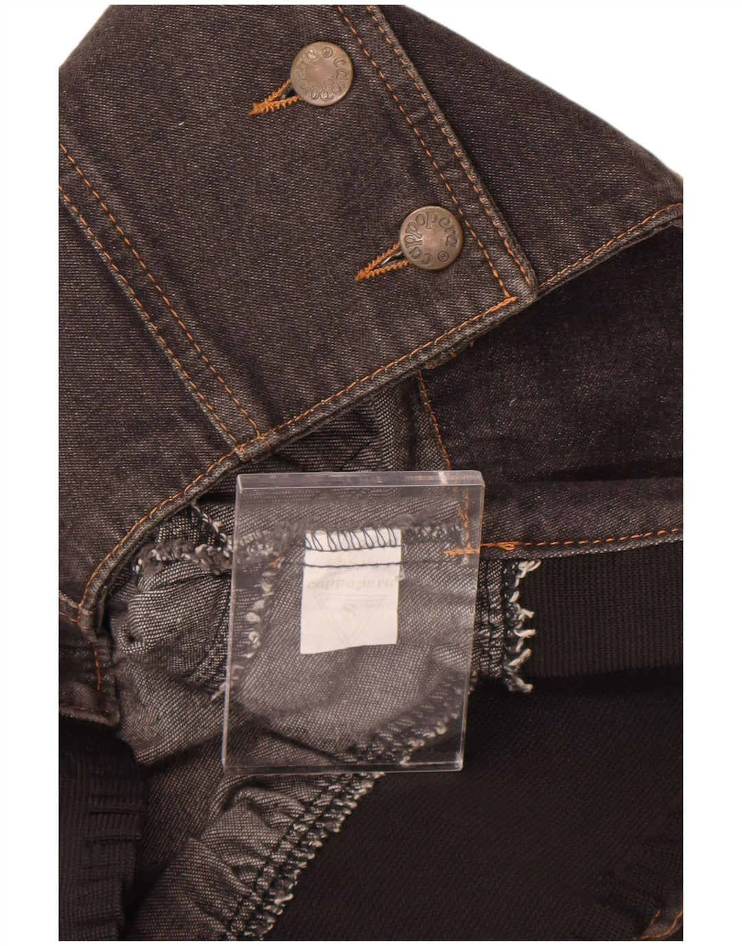 Cappopera Veste en jean courte pour femme UK 10 Petit coton floral gris