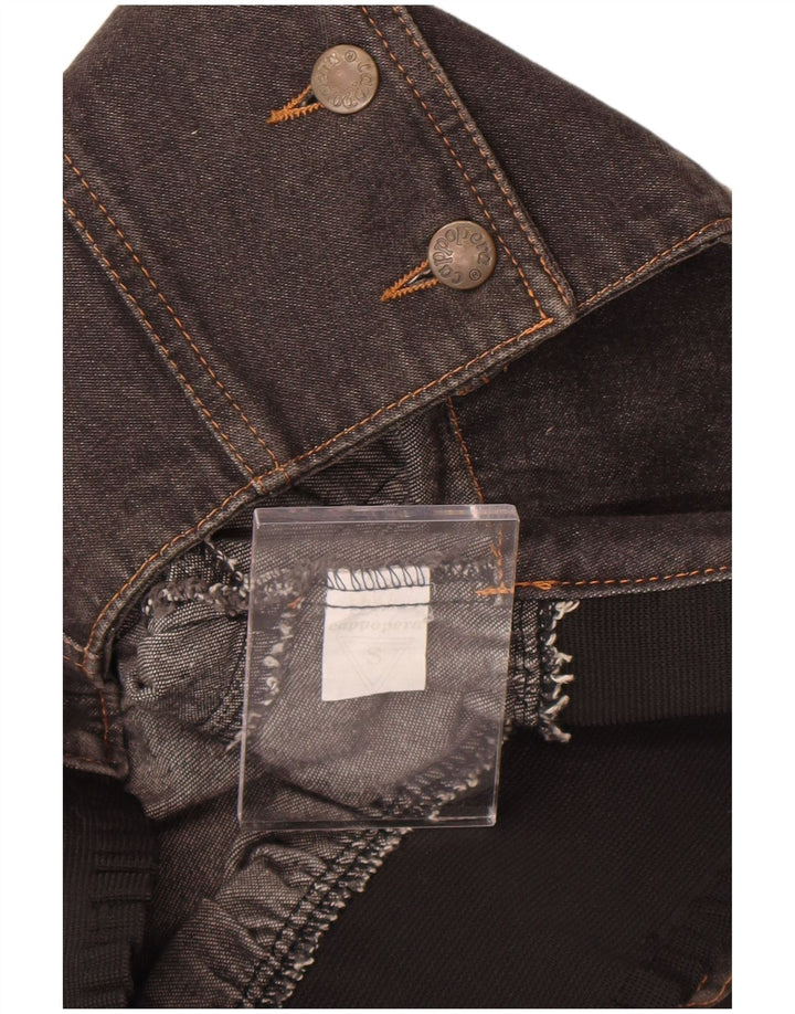 Cappopera Veste en jean courte pour femme UK 10 Petit coton floral gris