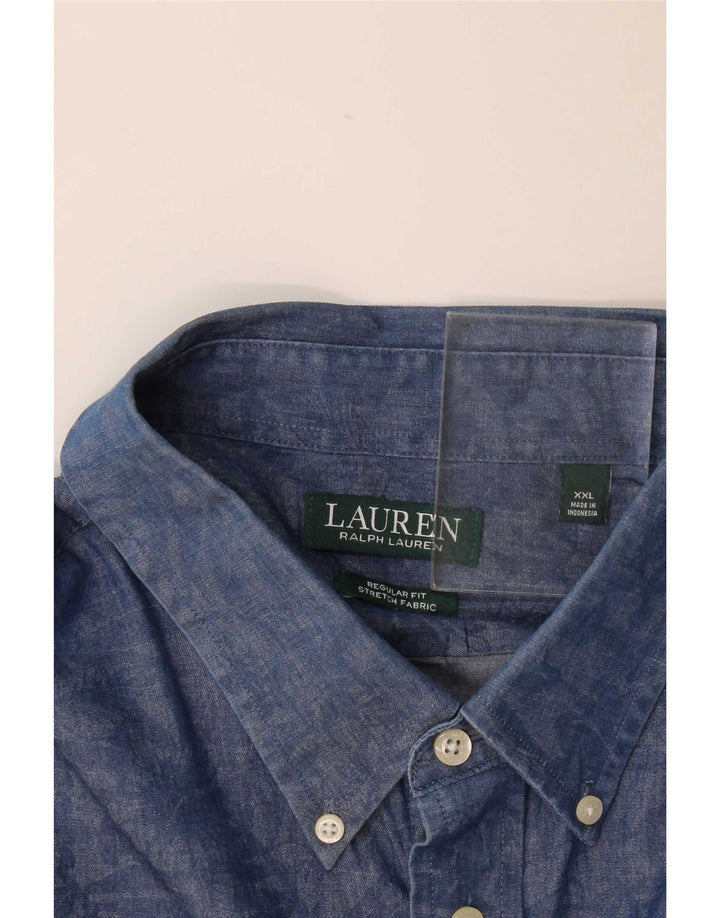 Ralph Lauren Chemise coupe classique pour homme 2XL Bleu marine Floral élasthanne