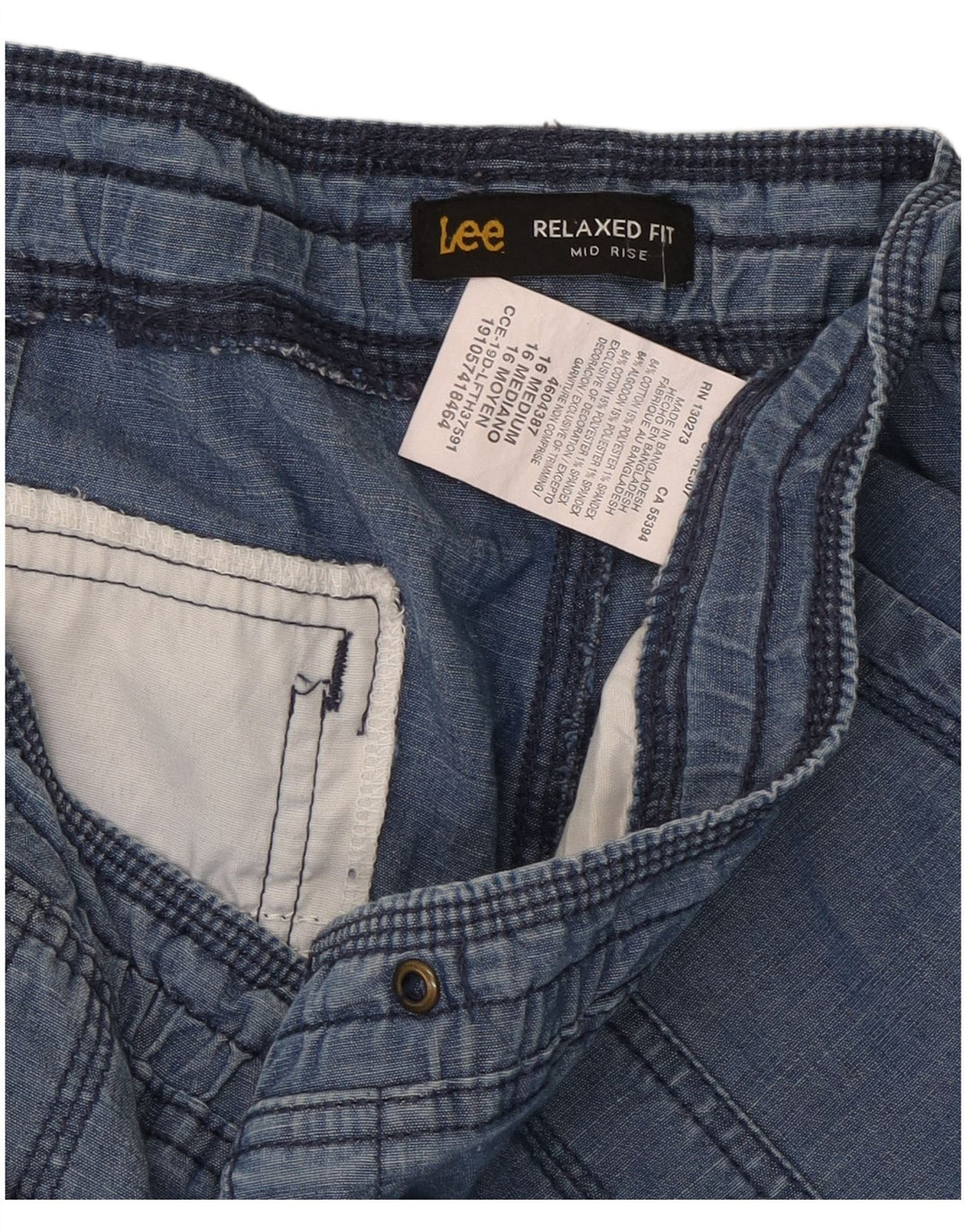 Lee Bermuda taille moyenne pour femme, coupe décontractée, UK 16 2XL W38, coton bleu