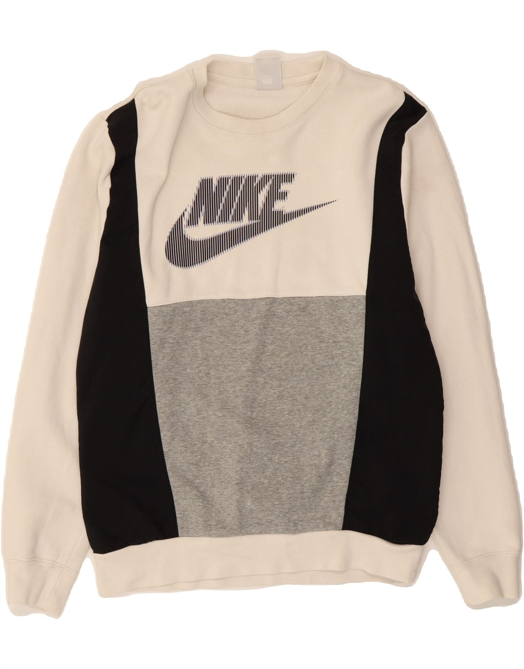 NIKE Sweat-shirt graphique pour hommes en coton color block petit blanc