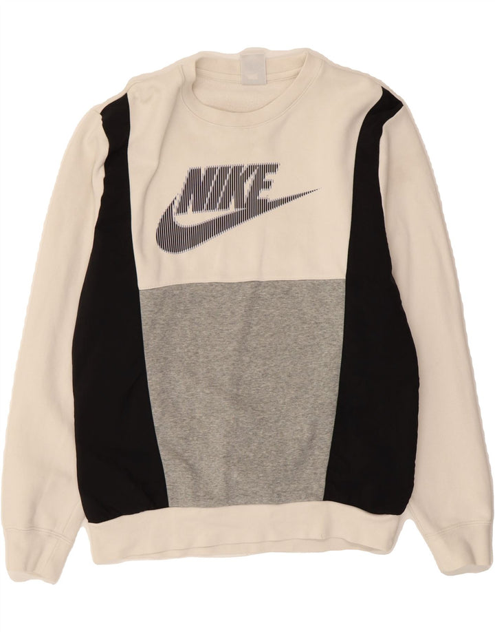 NIKE Sweat-shirt graphique pour hommes en coton color block petit blanc