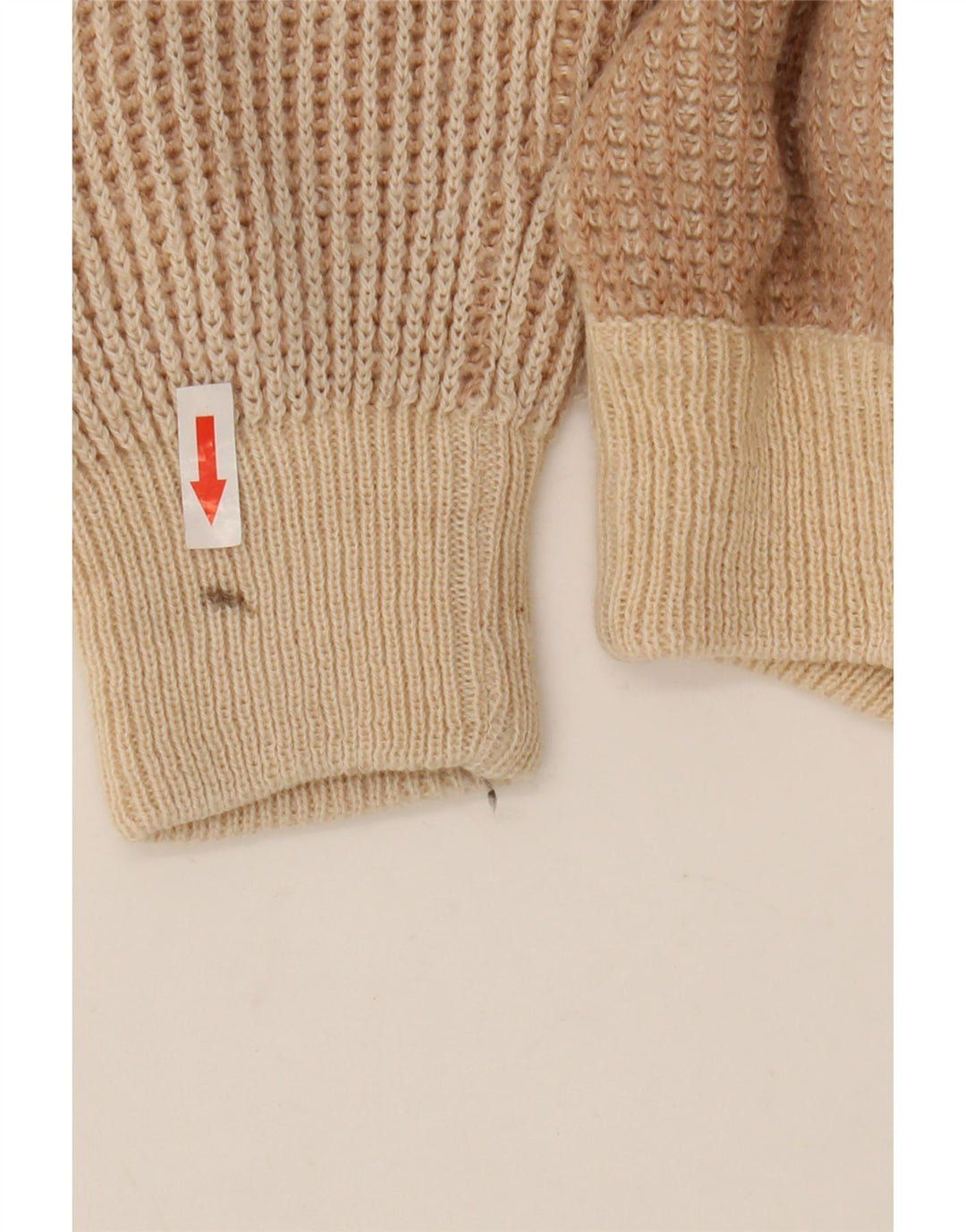 Oscar Forghieri Pull Col Rond Homme Laine Rayée Beige Moyen