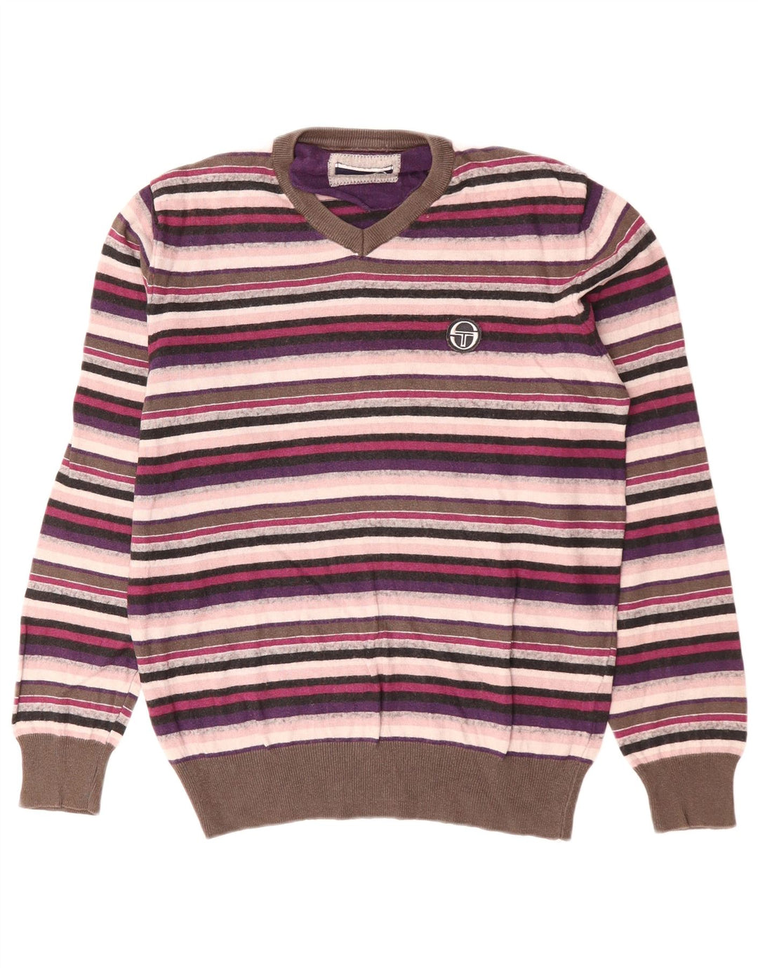 SERGIO TACCHINI Pull col V pour femme UK 14 Medium Multicolore