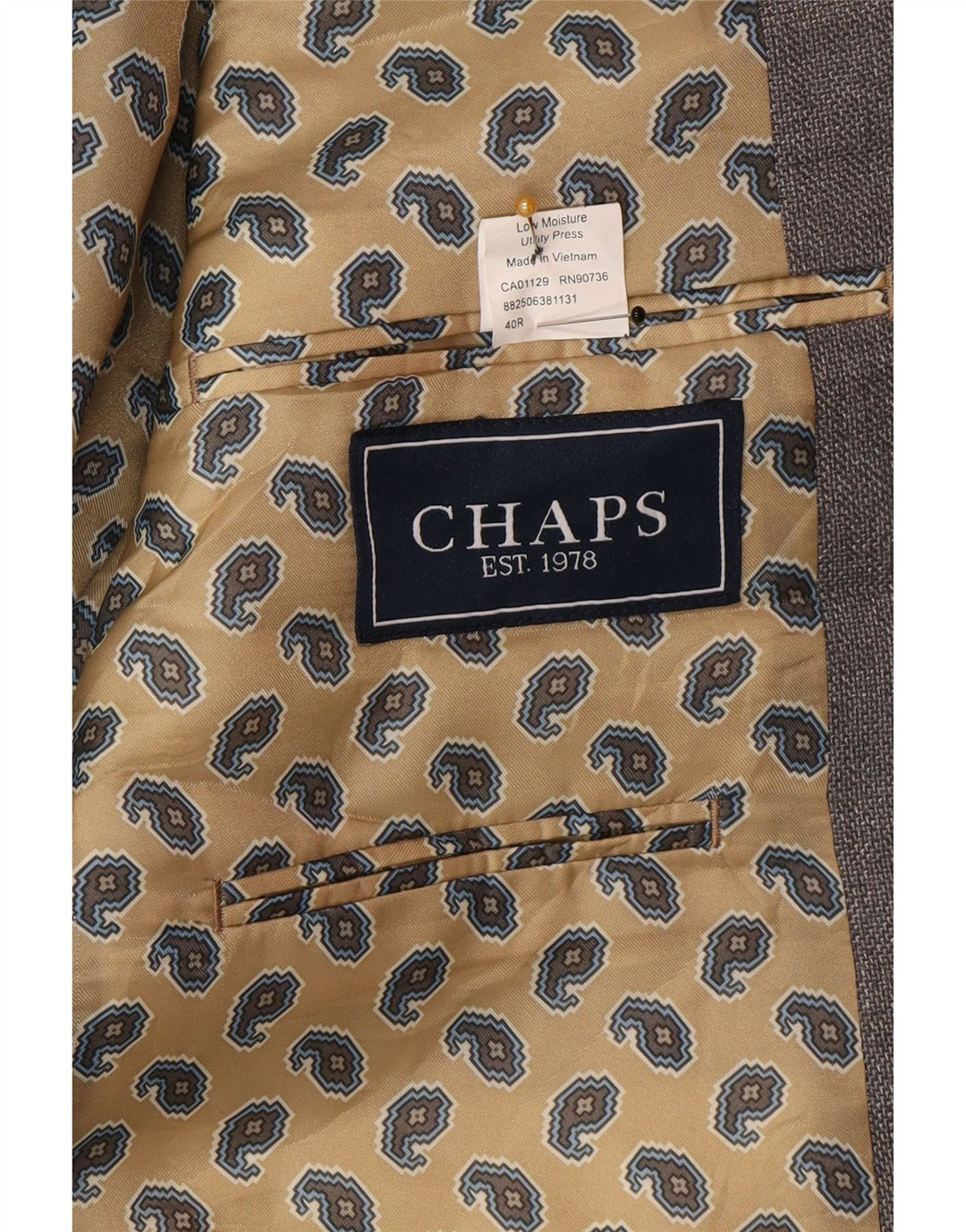 Chaps Veste Blazer 2 Boutons Homme UK 40 Large Gris Polyester