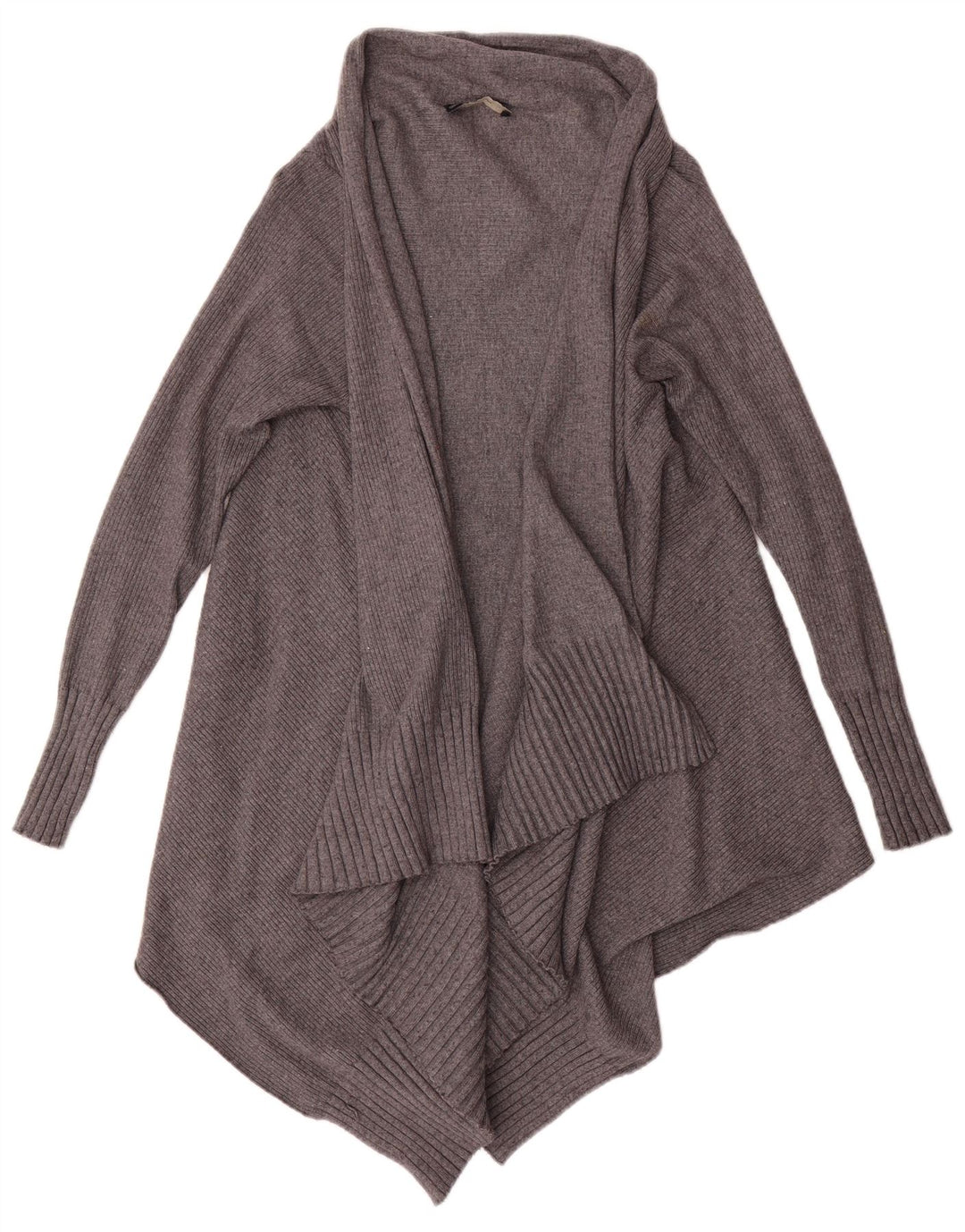 Zara Femme Cardigan Ouvert Asymétrique Pull UK 14 Gris Moyen Viscose