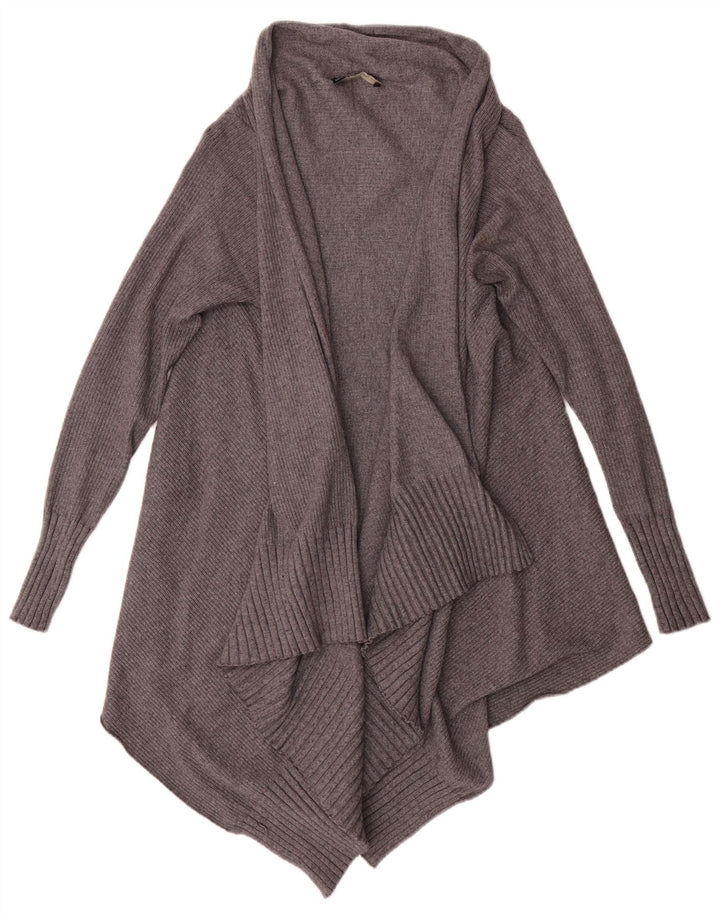 Zara Femme Cardigan Ouvert Asymétrique Pull UK 14 Gris Moyen Viscose