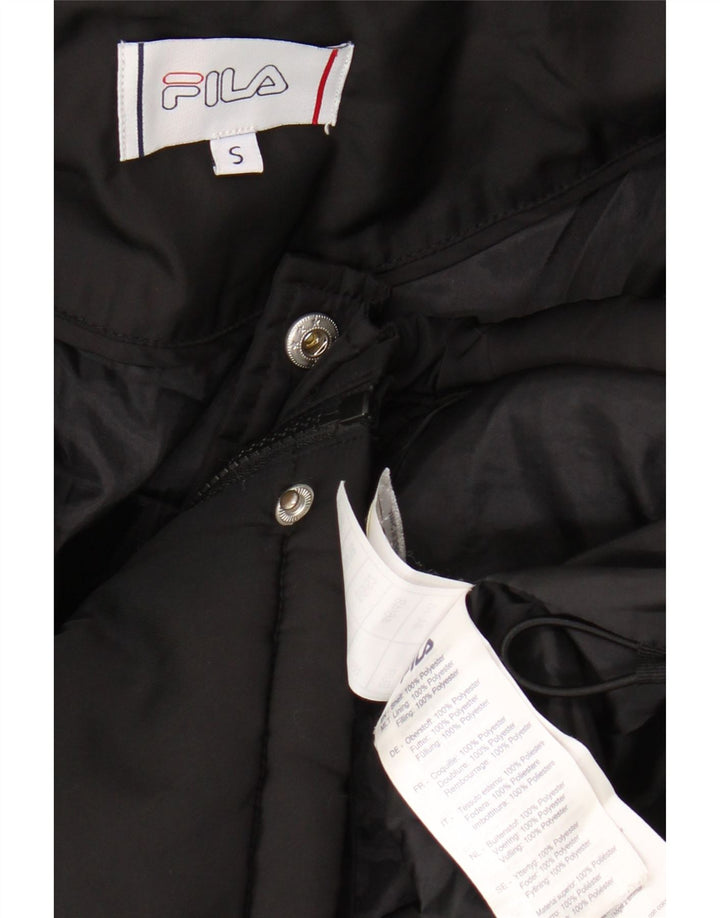 FILA Veste matelassée à capuche pour homme UK 36 Small Noir Colorblock Polyester