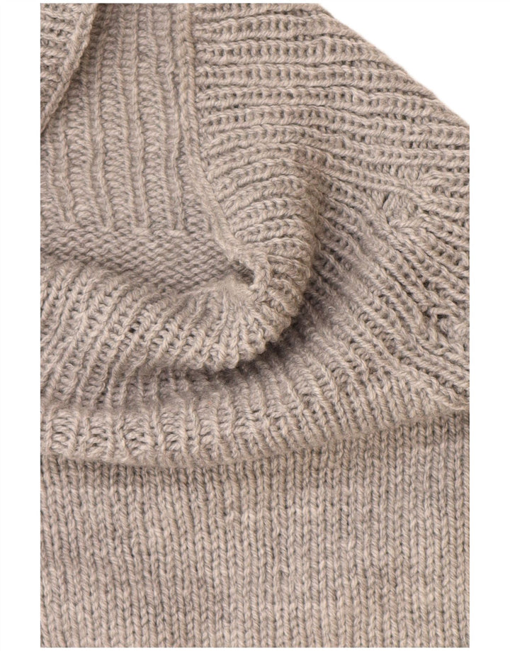 VINTAGE Pull col roulé femme UK 14 Grand Gris