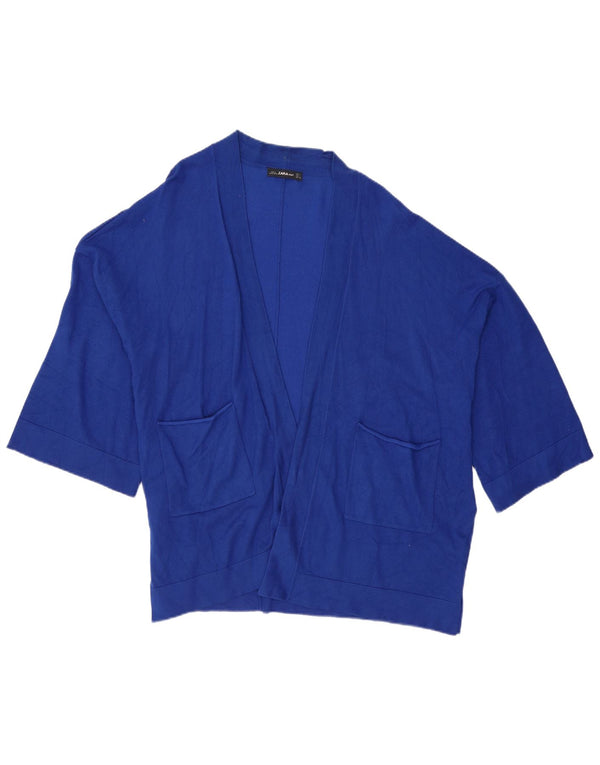 Zara Cardigan ouvert surdimensionné à manches 3/4 pour femme UK 14 Large Bleu