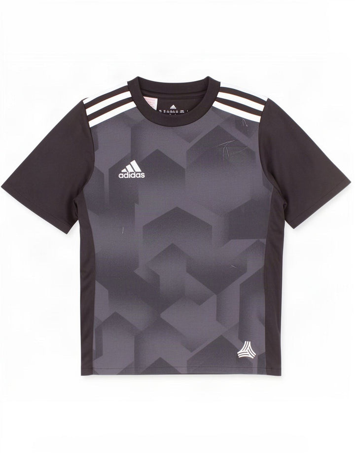Adidas Garçon Climalite T-Shirt Top 7-8 ans Noir Géométrique Polyester