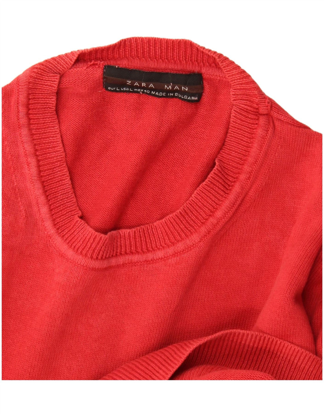 Zara Pull à col rond pour homme Rouge Taille L