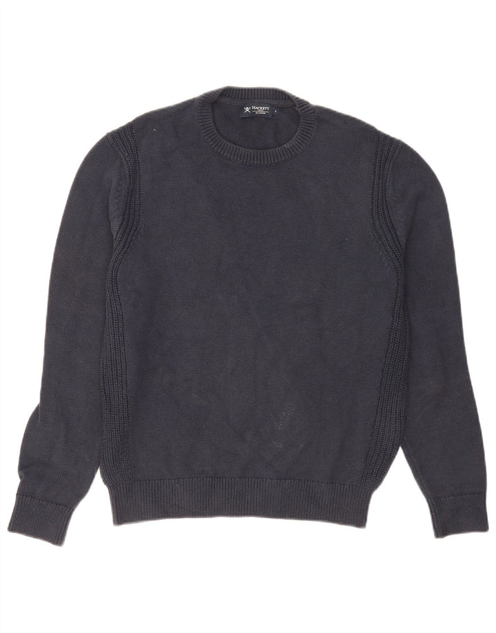 Hackett Pull à col rond pour homme Petit coton bleu marine