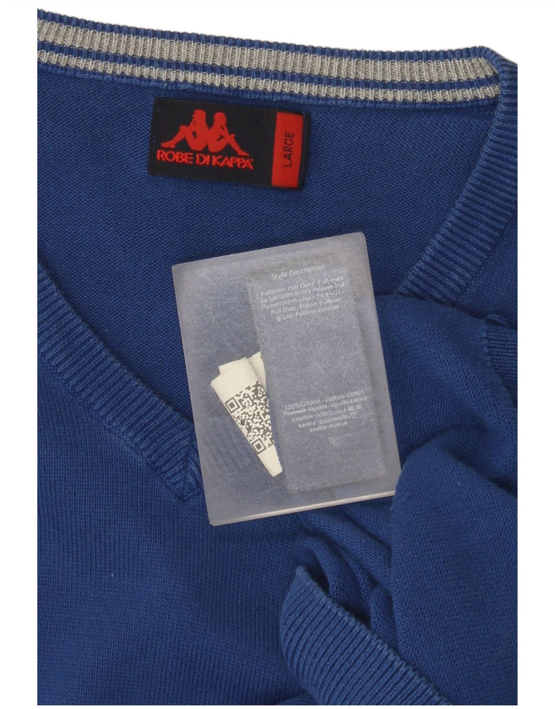 Kappa Pull col V pour homme en coton bleu Taille L