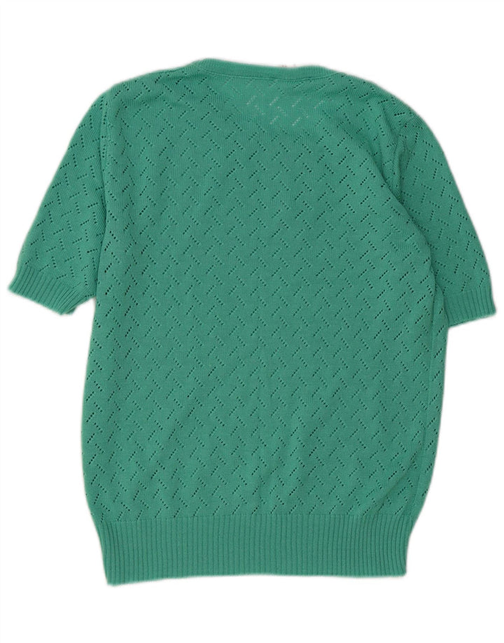 vintage Femme Crew Neck Jumper Pull IT 44 Moyen Vert Polyacrylique