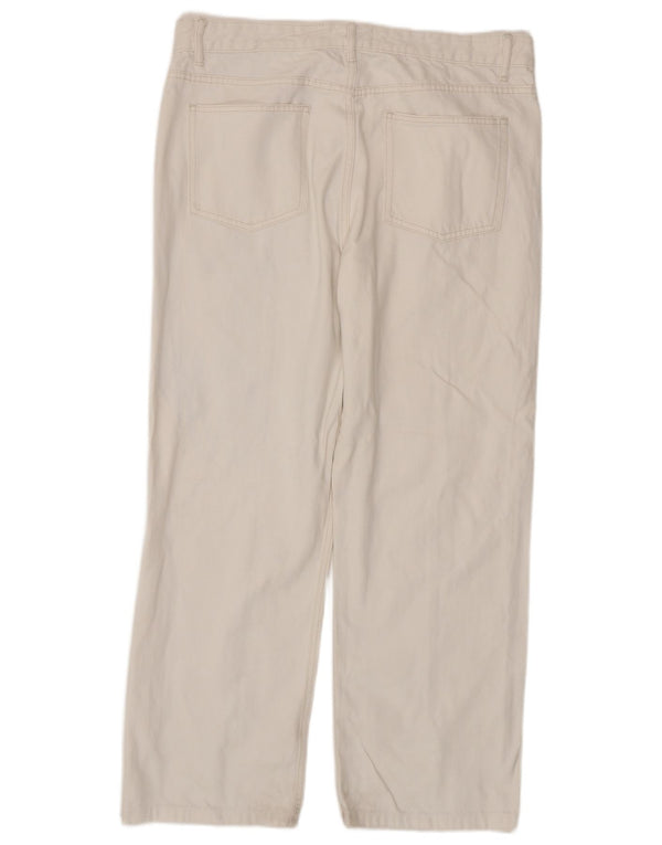 Zara Jean droit taille haute pour femme EU 46 2XL W36 L29 coton blanc