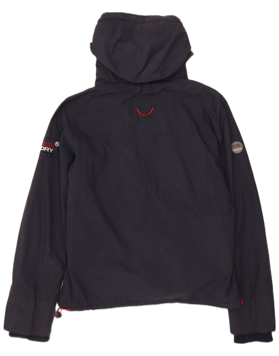 Superdry Veste coupe-vent à capuche pour femme UK 16 Large Bleu Marine Nylon