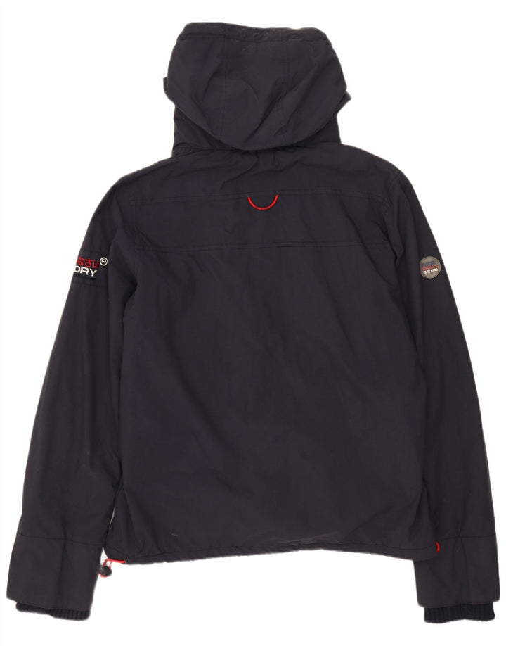 Superdry Veste coupe-vent à capuche pour femme UK 16 Large Bleu Marine Nylon