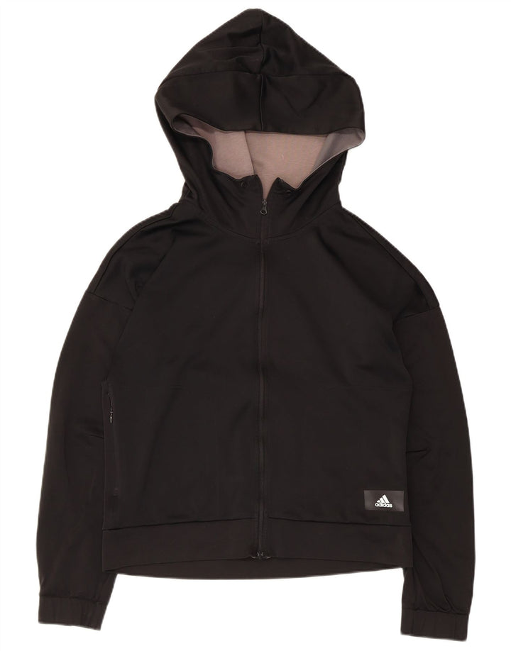 Adidas Veste de survêtement à capuche pour femme UK 8/10 Petit Noir Polyester