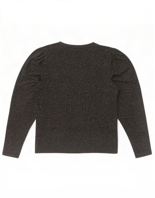 Zara Femme Top Manches Longues UK 12 Moyen Noir