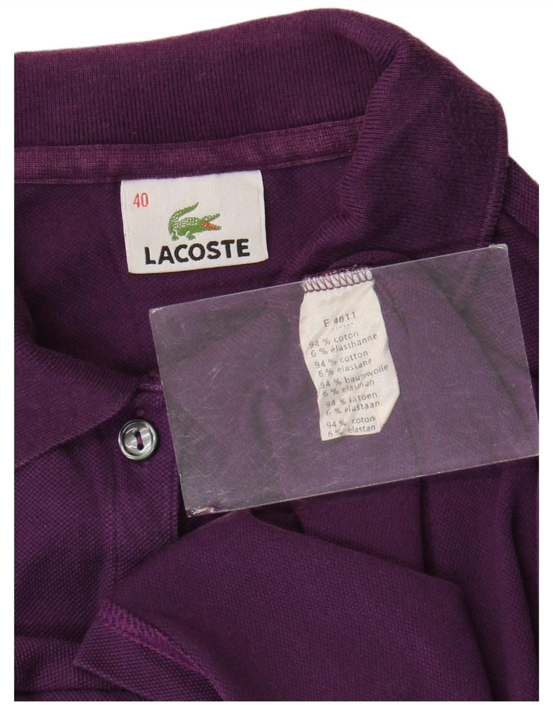 Lacoste Polo Femme Taille 40 Coton Violet Moyen