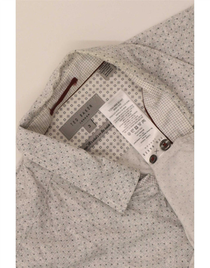 Ted Baker Chemise Homme Taille 3 Gris Moyen Coton Tacheté