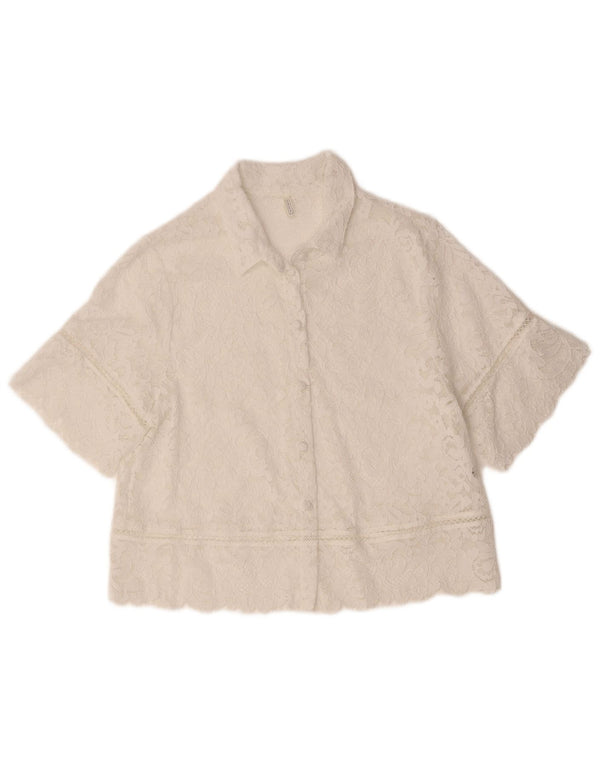 Intimissimi Chemisier court à manches courtes pour femme UK 12 Medium Blanc Floral
