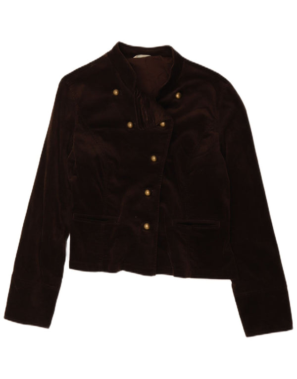 Marks & Spencer Veste blazer en velours à 5 boutons pour femme UK 14 Marron moyen