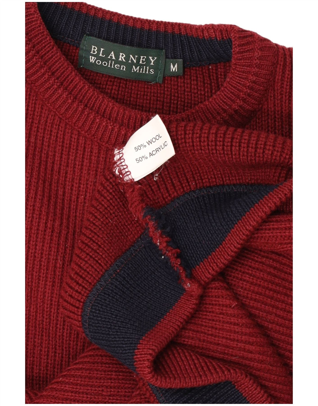 Blarney Pull à col rond pour homme en laine bordeaux moyen