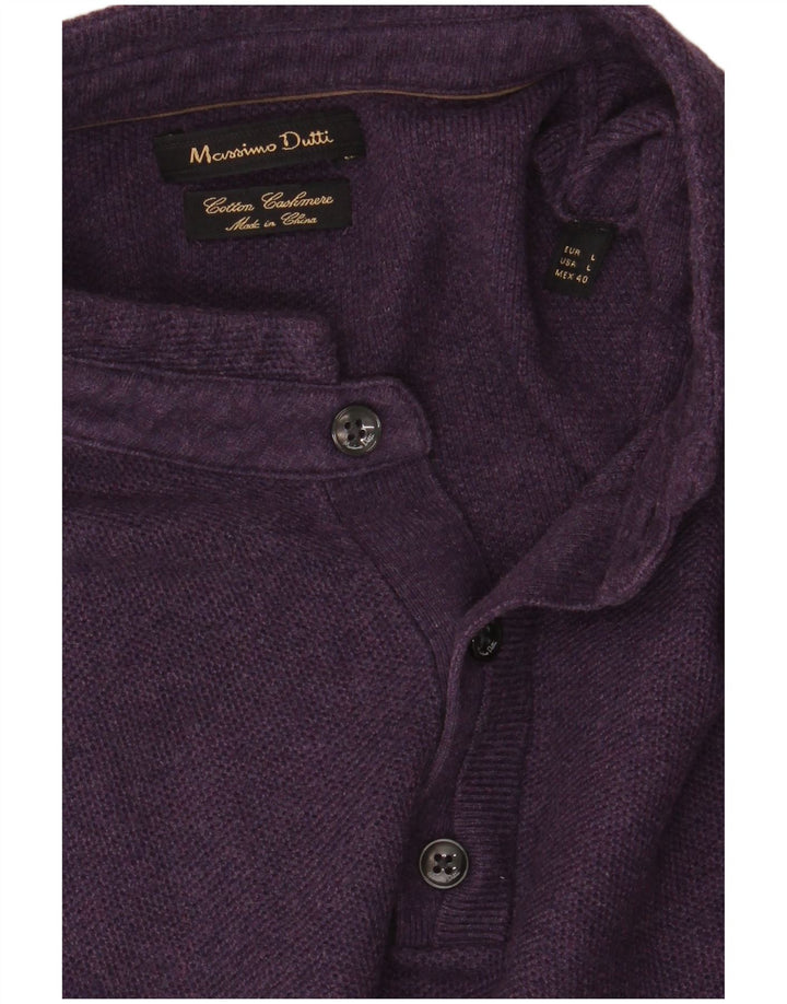 Massimo Dutti Pull à col boutonné pour homme Taille L Violet