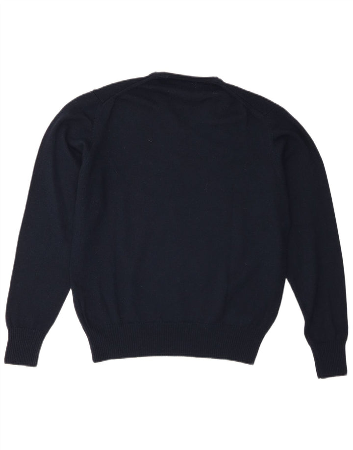 Zara Pull Col V Homme Bleu Marine Moyen Laine