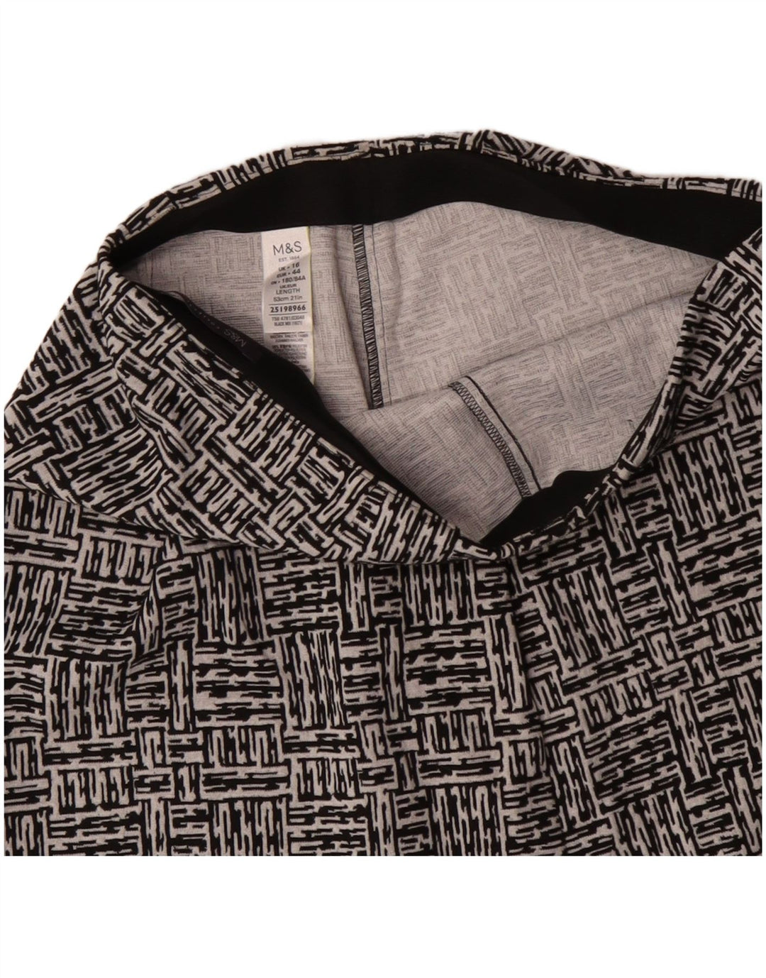 Marks & Spencer Jupe trapèze pour femme UK 16 Large W34 Noir Géométrique