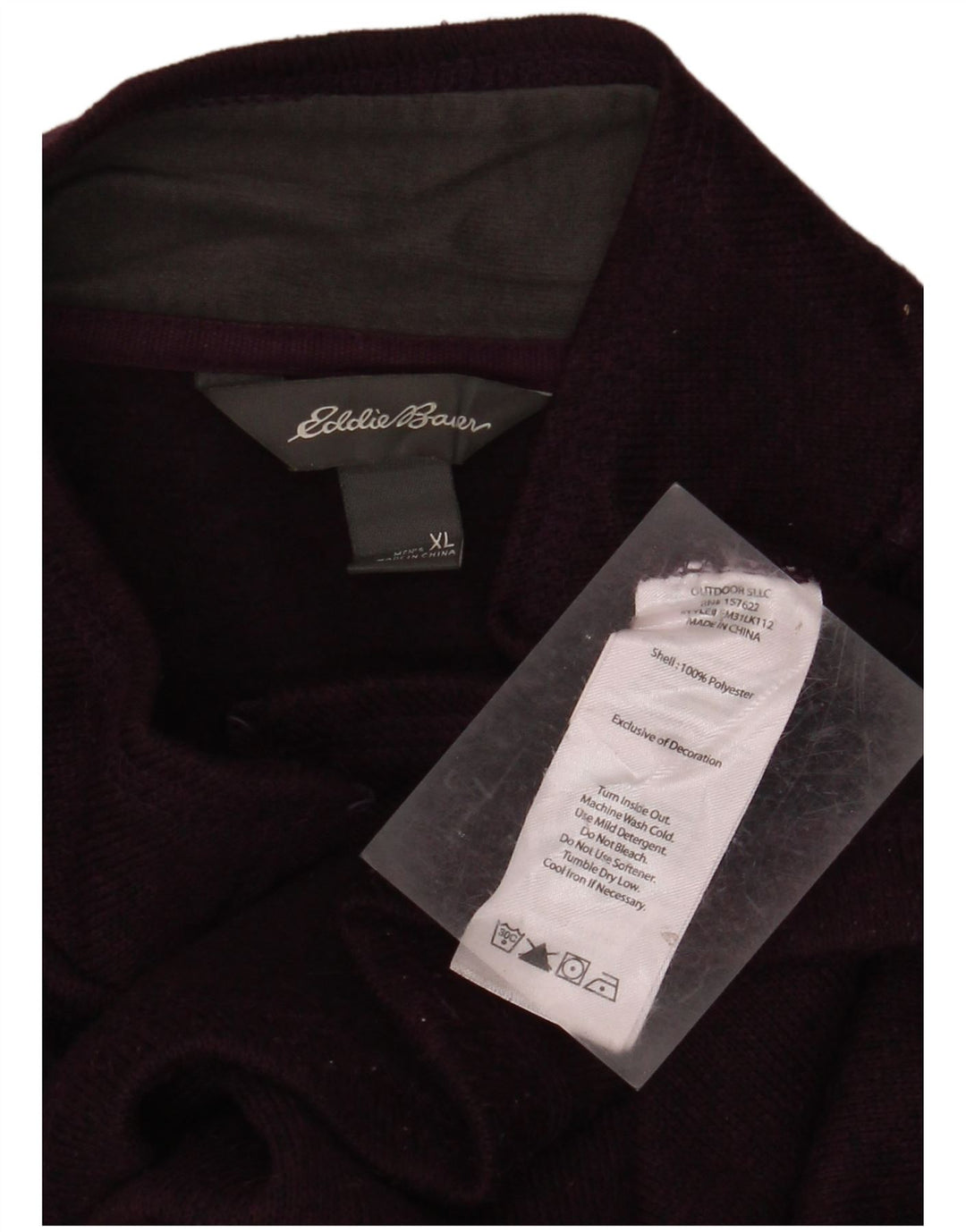 EDDIE BAUER Sweat-Shirt Col Zippé Homme XL Violet Moucheté Polyester