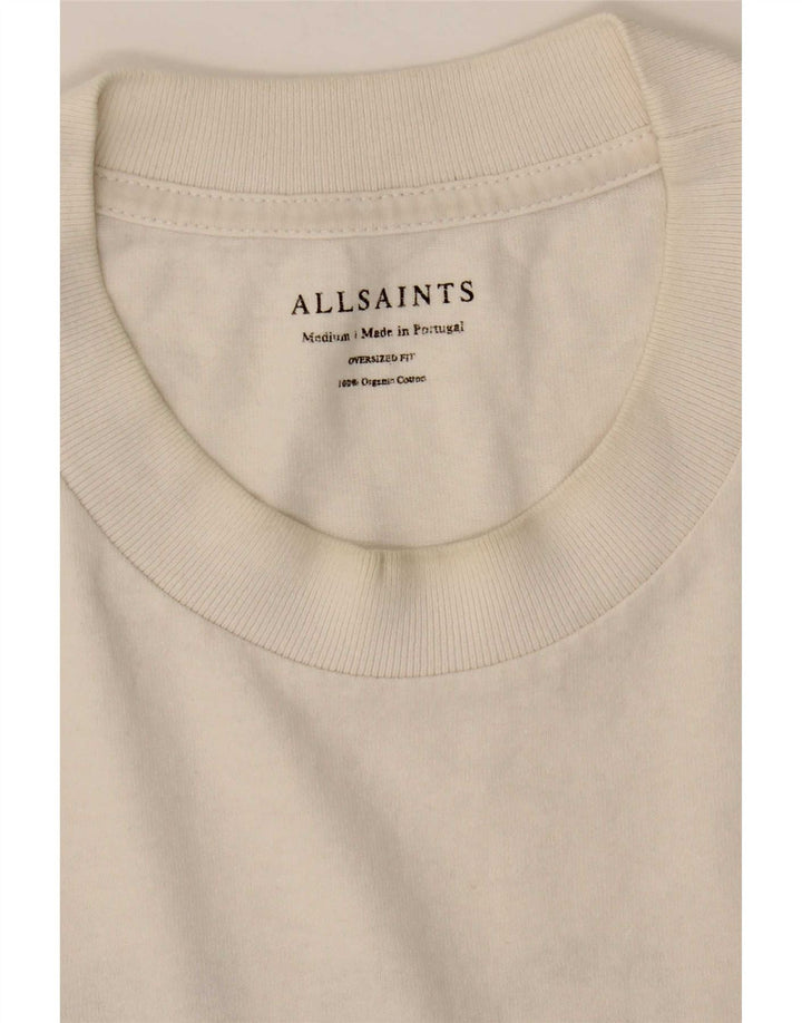 All Saints T-Shirt Oversize Graphique Homme Blanc Moyen Coton