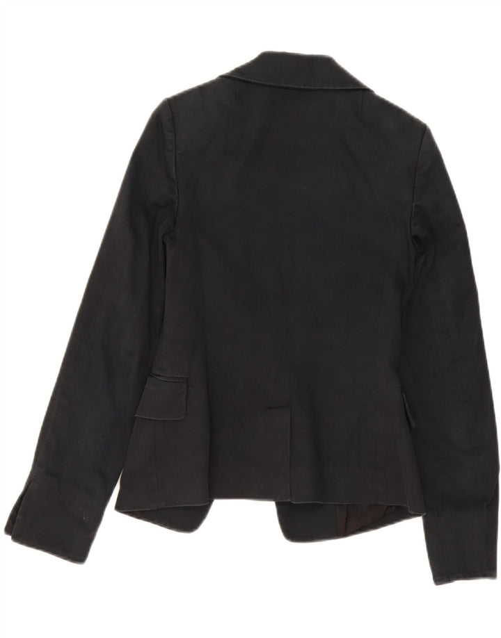 PINKO Womens 1 Button Blazer Jacket UK 8 Small Black Cotton Vintage Pinko and Second-Hand Pinko from Messina Hembry 