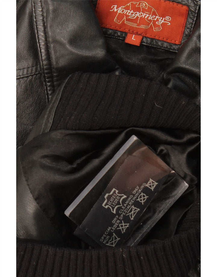 MONTGOMERY Veste en cuir crop pour femme UK 14 Grand cuir noir