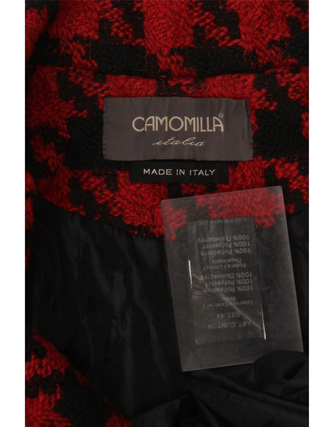 CAMOMILLA Pardessus Femme IT 44 Pied de Poule Rouge Moyen Polyester