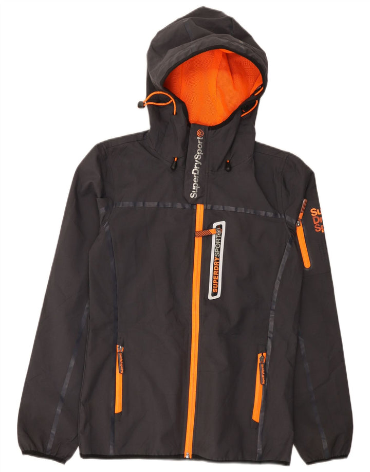 Superdry Veste de pluie à capuche graphique pour hommes UK 34 XS Gris Polyester