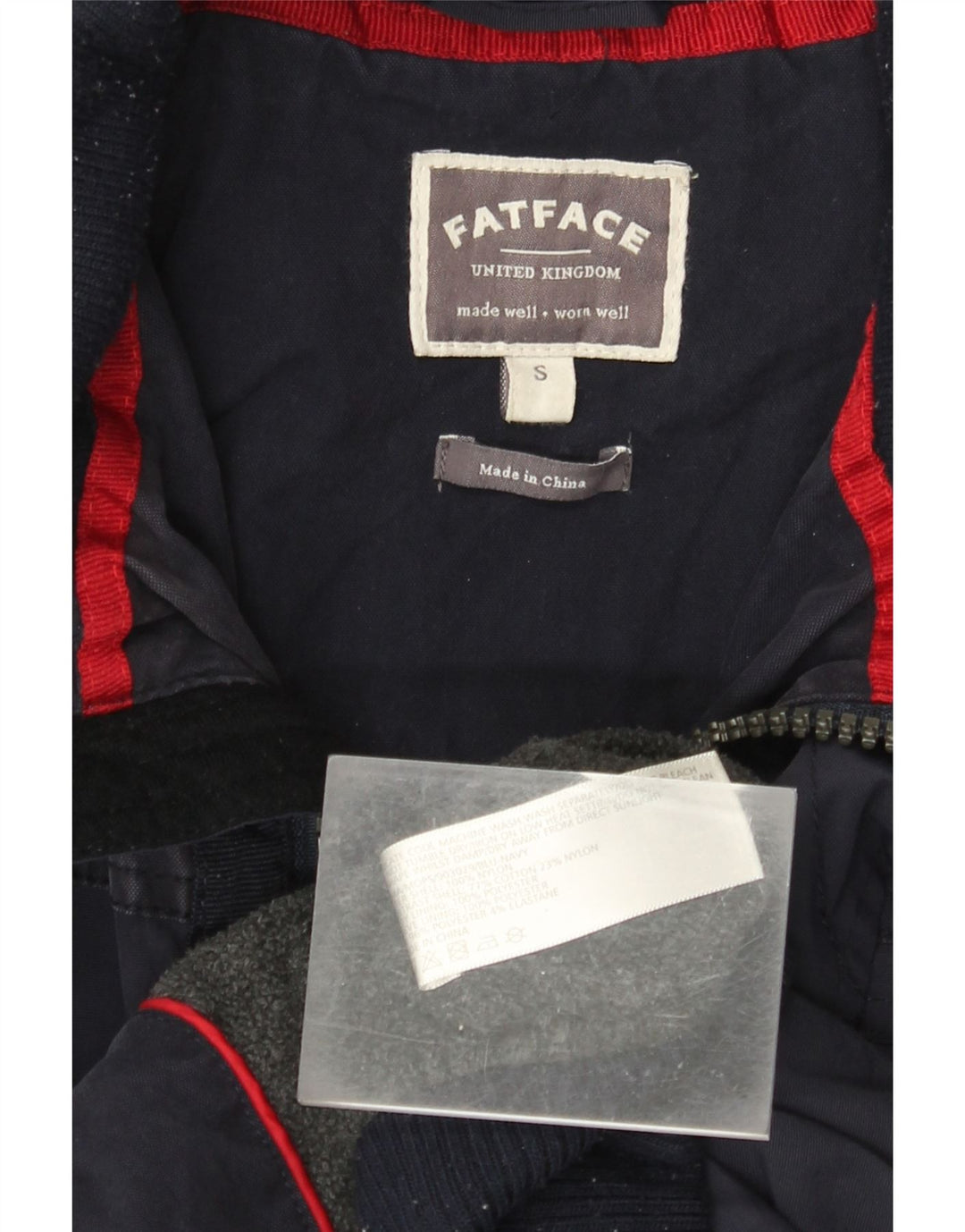 Fat Face Veste bomber à capuche pour homme UK 36 Petit Bleu Marine Polyester