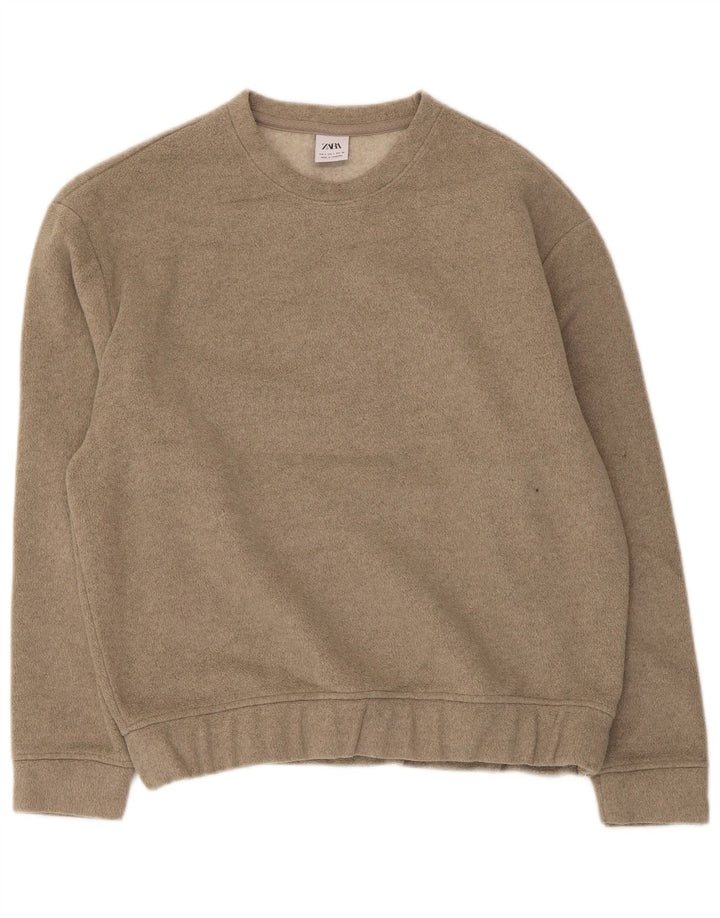 Zara Mens Loose Fit Sweatshirt Jumper Petit Beige Polyester